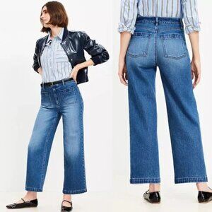 LOFT Sailor High Rise Wide Leg Crop Jeans in Vintage Indigo NEW